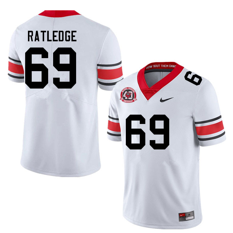 Georgia Bulldogs Men's Tate Ratledge #69 White 2022 40th Anniversary Stitched College UGA Football Jersey 23KN014XZ